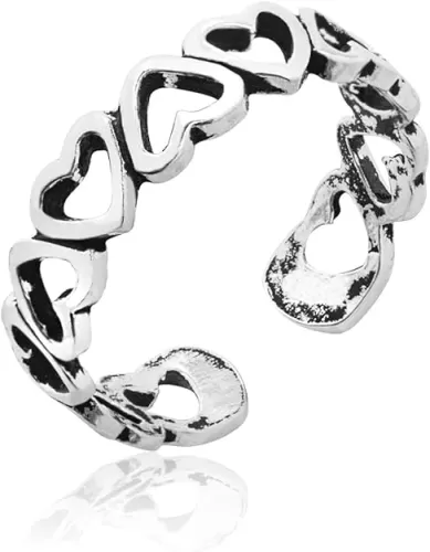 Honolulu Jewelry Company Sterling Silver Open Heart with Antique Finish Toe Ring