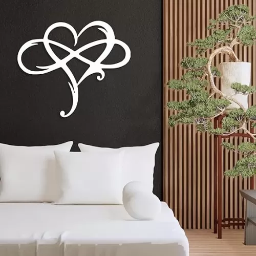 Infinity Heart Metal Wall Art for Home Decor, Eternal Love Sign Steel Wall Plaque, Home Wedding Decor, Eye-Catching Addition to Living Room, Above Bed Decor for Bedroom Ornaments