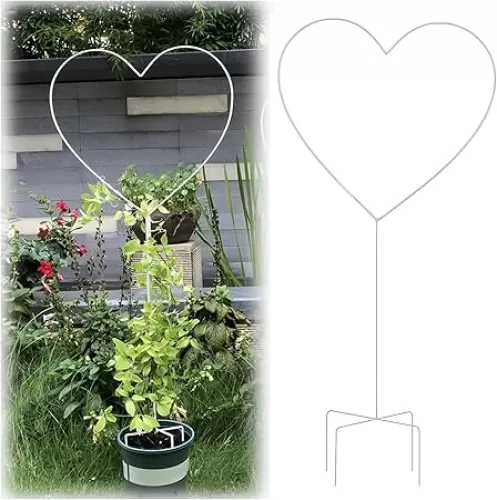 Iron Heart-Shaped Garden Trellis for Climbing Plants, 104cm/41 - Decorative Flower Rack for Indoor & Outdoor Potted Plants
