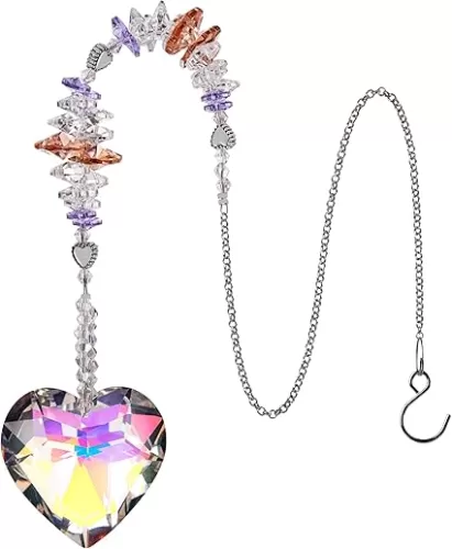 kanpura Crystal Suncatcher Heart Shaped Crystal Sun Catcher Hanging Ornaments Rainbow Suncatcher for Window Garden Home Wedding Christmas Decor