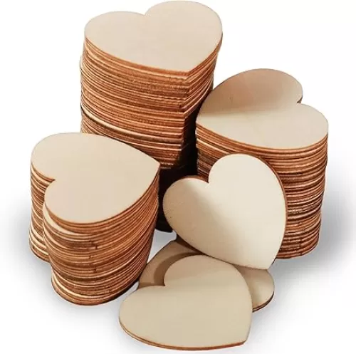 Kate Aspen Unifinished Wood Hearts for Guest Book, Wooden Shapes For Crafts Guestbook Alternative, 75 ct