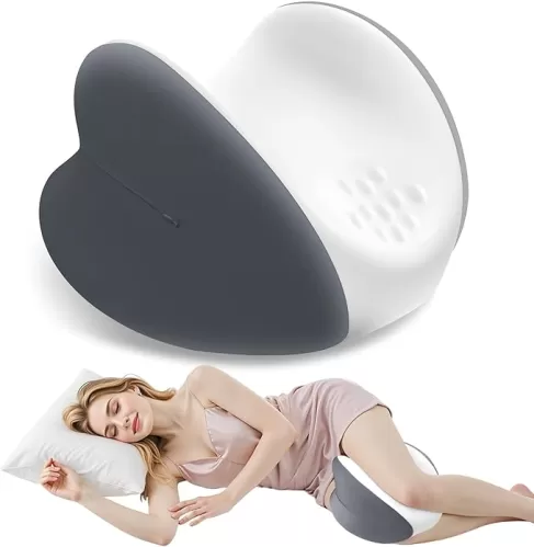 Knee Pillow for Side Sleepers, Leg Pillow with Cooling Cover, Memory Foam Leg Pillow for Side Sleeping, Heart-Shape Cushion for Hip, Back & Sciatica Pain Relief, Grey