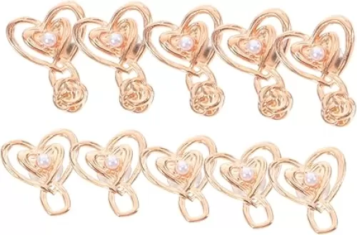 LIFKOME 5 Pairs Heart Shape Metal Buckle No-sew Waist Tightener for Jeans Pants Instant Slimming Comfortable for Everyday Special Occasions