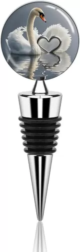 Love Swan And Heart Shape Wine Stoppers Leak Proof Beverage Bottle Sealer Zinc Alloy Wine Bottle Corks Decorative Bottle Stopper for Champagne Winter Xmas Party Supplie