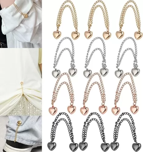 Magnetic Clothing Clips, Multi-Function Magnetic Clothing Clips, Pinless Strong Hijab Magnets with Long Chain, Magnetic Clothing Shawl Clips Clothing Accessories for Women Girls (8, Heart)