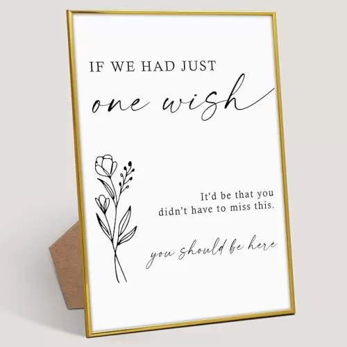 Memorial Table Sign for Wedding, 8"X 11" Gold Frame Wood Memorial Sign with Stand, Wedding Signs for Ceremony and Reception, Sympathy Gift for Wedding, Memorial Gifts for Loved Ones Lost In Memory-1