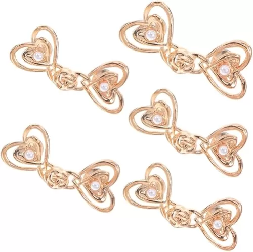 Metal Heart Shape Jeans Button Replacement Easy Install for Pants Waist Buckle Extender and Pant Clips
