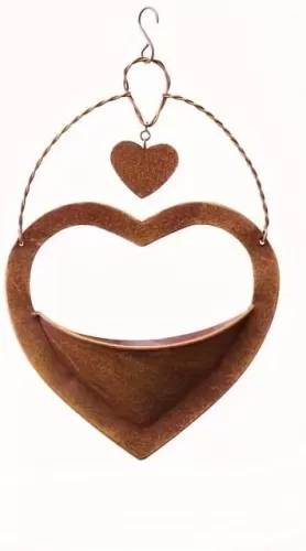 Metal Plant Hanger Outdoor & Indoor - Heart-Shaped Rustic Hanging Planter with Hook for Garden Window Wall, for Mom Grandma Women