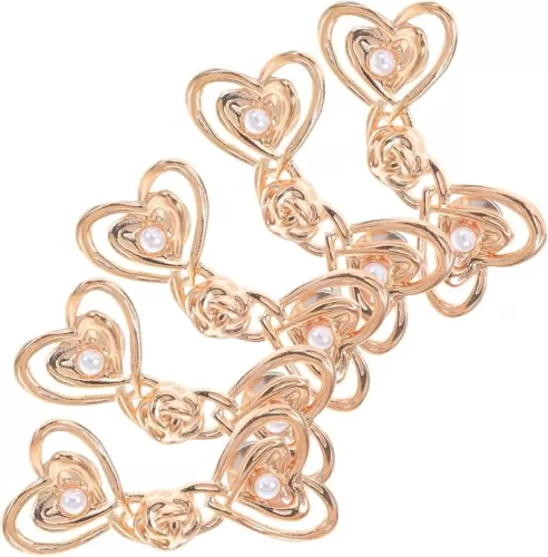 NOLITOY 5 Pairs Heart Shaped Adjustable Waist Buckle Clips Durable No Sew Waist Tightener for Jeans Pants and Dresses for Daily and Special Occasions