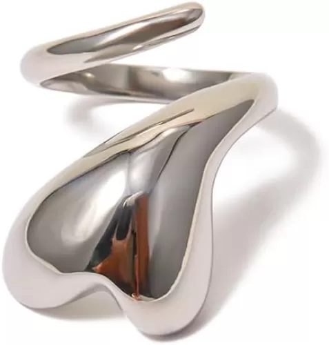 OIDIMS Chunky Large Heart Statement Ring For Women Girls Gold Plated Fashion Exaggerated Open Wrap Knuckle Finger Rings Comfort Fit Personality Minimalist Unique Chic Jewelry Gift For Holiday Size 7