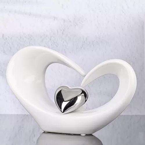 orenm Abstract Heart Sculpture White Ceramic Home Decor Indoor Living Room Creative Dining Table Ornament Wedding Gift-11 Long
