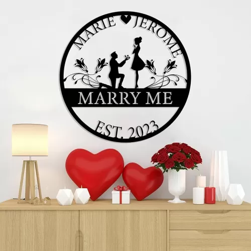 Personalized Valentines Metal Wall Sign, Custom Infinity Heart Love Couple Name Sign, Valentine