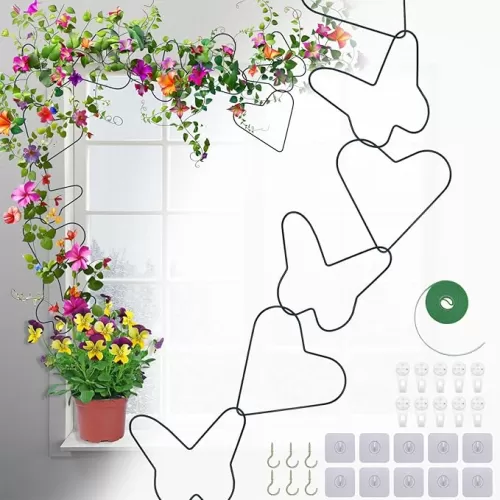 Plant Trellis for Climbing Plants Indoor & Outdoor, 7.5 ft Chain Metal Plant Supports for Potted Plants Garden Plant Wall Trellis and Vine Support for Ivy Hoya Pothos Flower, Butterflies & Hearts