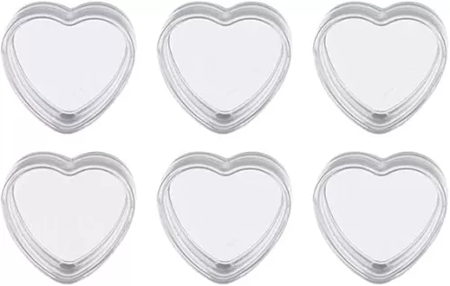 PZRT 6pcs Diamond Painting Wax Storage Case Transparent PS Plastic Heart Shaped Glue Clay Organizer