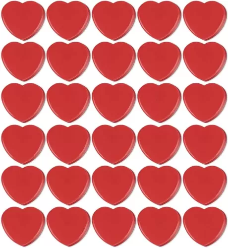 Qualsen Heart Shape Magnets - 30 Pack Cute Heavy Duty Round Refrigerator Whiteboard Locker Magnets (Red)