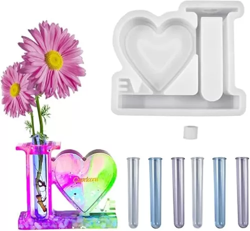 Resin Molds for Vase Plant Propagation Station, Heart Shaped Photo Frame Flower Arrangement Valentine