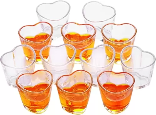 Shot Glasses, 1.5oz Heart Shaped Shot Glasses Set of 12/Soju Shot Glasses/Clear Shot Glasses/Cute Shot Glasses/Bulk Shot Glasses/Tequila Shot Glasses, Small, B-19/12pcs