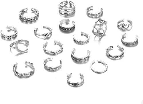 Silver Toe Rings for Women Heart Star Infinity Toe Rings Gold Adjustable Stacked Rings Minimalist Open Rings Summer Beach Toe Ring Set Statement Jewelry Accessories
