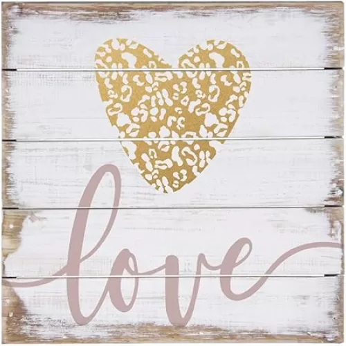 Simply Said, INC Perfect Pallets Petites - Love (Gold Heart), 8x8 in Wood Sign PET20128