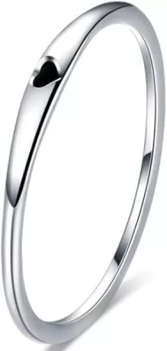 Stainless Steel Heart Shaped Wedding Band Promise Statement Stackable Ring