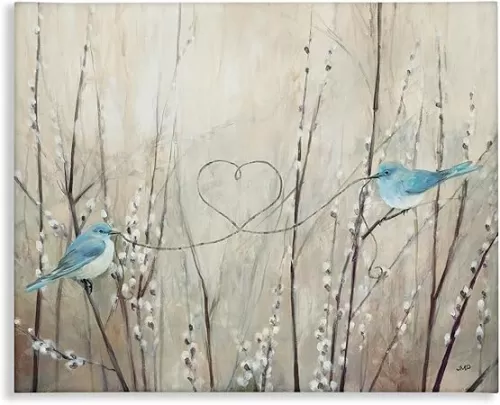 Stupell Industries Love Birds Heart Shape Canvas Wall Art Design by Julia Purinton
