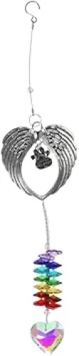 Sun Catcher Heart Crystal Craft Pendant, Crystal Dog Memorial Gifts, Sun Catcher, Pet Memorial Gifts, Rainbow Maker, Crystal Sun Catcher, Crystal Decorative Pendant, Heart Shape(Multicolor)