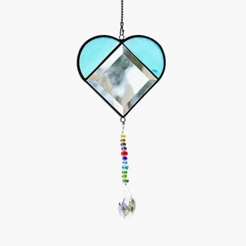 Suncatcher for Window Crystals, Heart Shaped Stained Glass Window Hanging for Women, Crystal Decor Rainbow Prism Pendants, for Mom Grandma Aunt Nana Sister