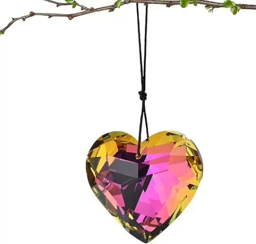 Suncatchers, Heart-Shaped K9 Heart Prism Charm, Home Decor Suncatchers, Rainbow Crystal Patio Rainbow Maker Pendant Prism 45mm with Rope, Window Crystals for Women Men
