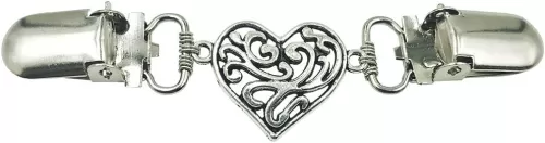 Sweater Clip - Antiqued Heart Dress Clips, Waist Back Cinch, Cardigan Shirt Clip