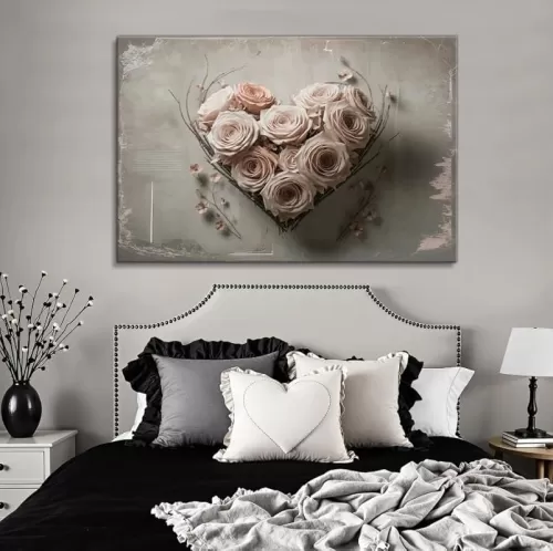 Tailored Canvases Floral Heart Wall Art - Heart Wall Decor, Floral Wall Art for Bedroom Wall Decor, Heart Decor, Wall Art for Living Room or Entryway, Perfect for Heart Wall Decorations- 12x18