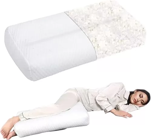 TANYOO Knee Pillow for Side Sleepers Shredded Memory Foam Adjustable Legs Pillow for Side Sleeping Between Legs Perfect for Knee and Hip Pain Relief and Improve Sleeping, Breathable and Washable