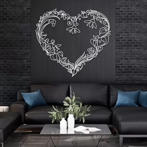 Tawinone Eternal Love Infinity Heart Wall Decor, Metal Flowers Wall Decor, Hearts Wall Art, Metal Heart Wall Art for Living Room (White, 35x32in|90x82cm, metal wall art)