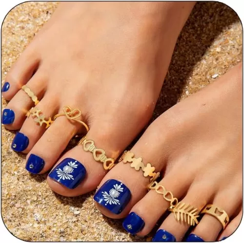 Toe Rings for Women Boho Toe Rings Adjustable Toe Rings Sets Vintage Stars Heart Toe Rings Open Womens Toe Rings Stylish Beach Band Ring Nail Rings Foot Jewelry for Summer