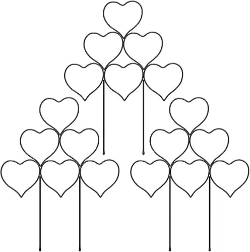 Trellis for Climbing Plants 3PCS 13.8 Inch Stackable Plant Trellis Heart Shape Black Metal Indoor Plant Support Small Houseplant Trellis for Potted Plants Vine Ivy Flower Plant Climbing Frame