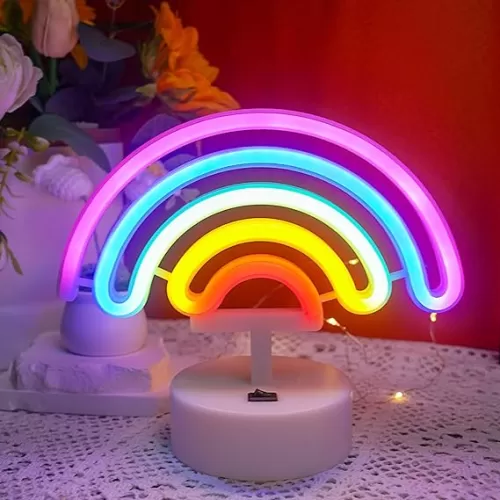 USB or Battery Powered Neon Light, LED Rainbow Lamp Night Light for Hotel Bar Store Desk Decor, Girls Bedroom, Table Decorations