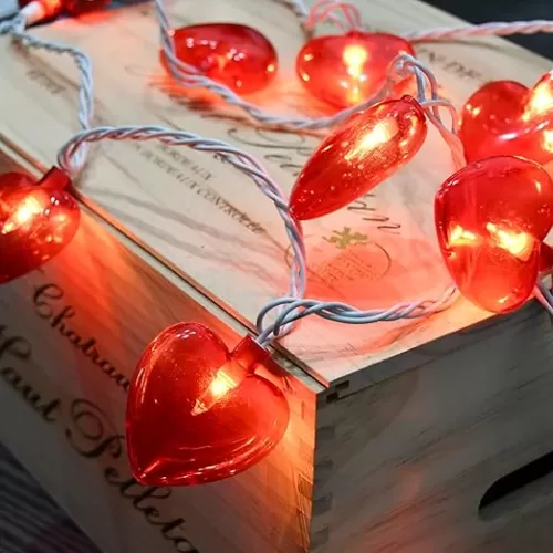 Valentines Day Decorations Lights, 8.5FT 10 LED Red Heart String Lights Plug in, Connectable Valentine