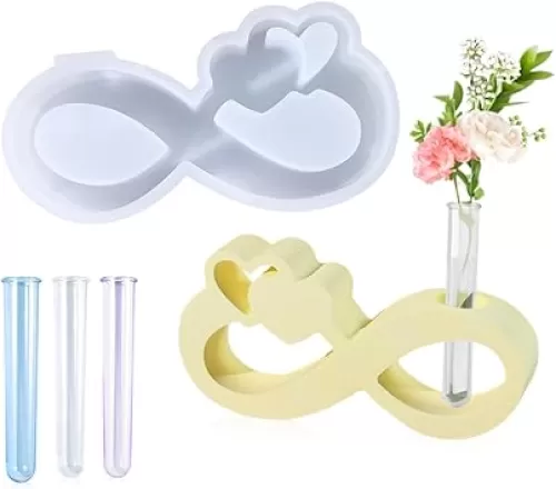 Vase Tube Resin Molds Infinite Love Heart Hydroponic, Silicone Molds for Vase Plant Propagation Station Exquisite Love Ribbon Hydroponics Hydroponic Mold for Home Decoration
