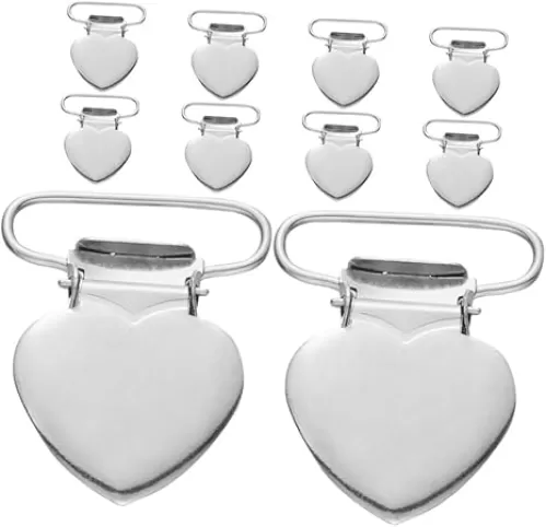 Versatile Metal Clips for Clothing 10pcs Heart-Shaped Overall Buckles Trousers Adjusting Buckles Waist Snatcher Clip