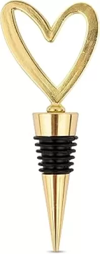 Weddingstar Heart-Shaped Wine Stopper, Wine Stopper Cute Gold Metal Alloy Wine Bottle Stopper With Rubber Seal, Wine Bottle Stoppers For Glass Bottles Cute Wine Stopper (Heart)