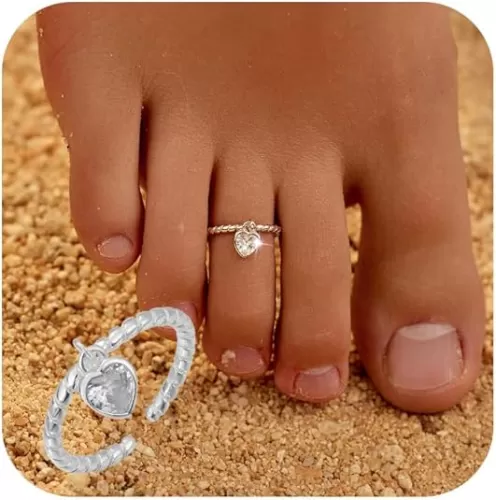 White CZ Heart Toe Ring for Women 925 Sterling Silver Cool Cute Simple Promise Toe Rings Dainty Trendy Stackable Minimalist Barefoot Dangle Love Anklet Band Beach Wedding Graduation Jewelry Gifts