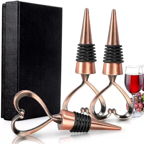 Wine Stoppers Wine Saver Vacuum Stoppers Set of 3, Creative Heart-Shaped Wine Bottle Stopper Set of 3, Reusable Wine and Beverage Bottle Sealer Keeps Wine Fresh – Wine Accessories