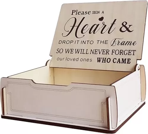 Y&K Homish Guest Book Box Heart Holder Box Wooden Wedding Sign a Heart Drop Box for Message Box (2 Antique White)