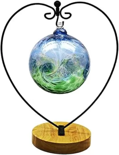 YY YEARCHY Ornament Display Stand Indoor Metal Stand Terrarium Air Plant Stand Flower Pot Holder Iron Pothook Stand for Hanging Glass Globe Ball (Heart round wood)