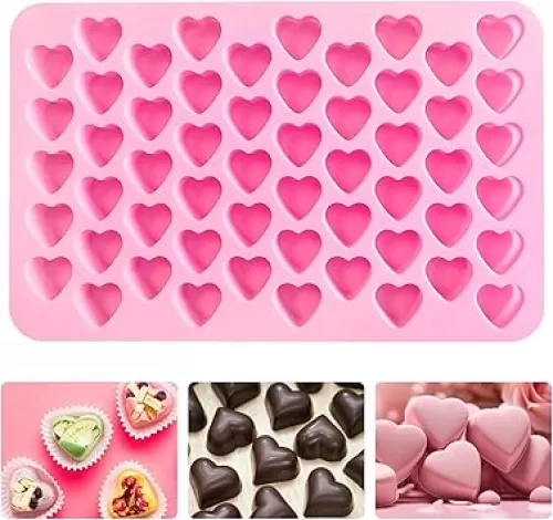 1 Pack Heart Shaped Nonstick Food Grade Silicone Reusable Chocolate Candy Molds for Heart Shaped Candy Ice Cubes Chocolate Jelly Treat Candles