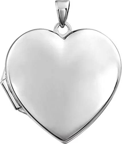 14k White Gold Heart Locket