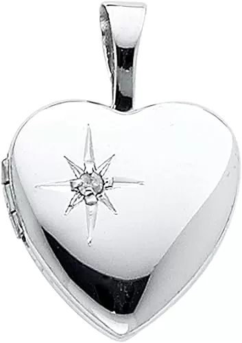 14K Yellow Gold or White Gold Heart Locket Charm Tiny Pendant For Necklace or Chain