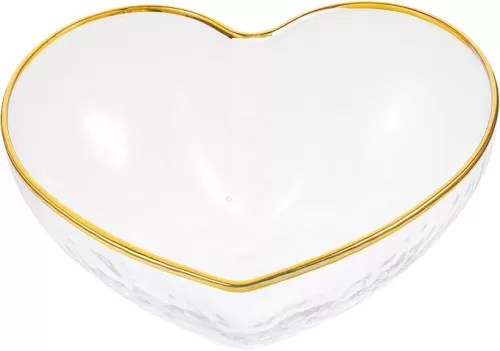 1Pc Heart Shaped Glass Bowl Elegant Fruit Dessert Storage Bowl Stylish with Rim for Cereals Salads and Valentines Day Celebrations
