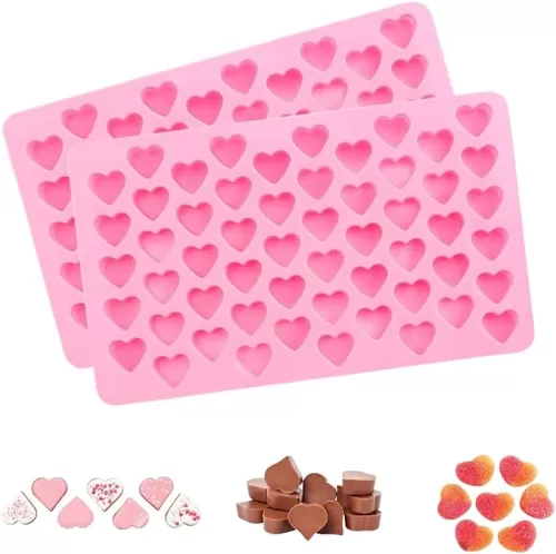 2 Pack Heart Silicone Molds Non-Stick Food Grade Silicone Molds Baking Mold Reusable Candy Mold, Used for Jelly, Homemade Treats, Candy, Chocolate, candle, lacquer seal Making Supplies