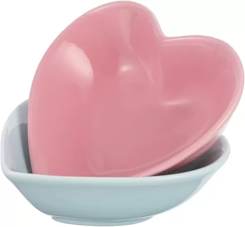 2 Pcs Heart Shaped Ceramic Bowls Cute Dessert Bowls for Ice Cream Fruits and Salads for Home Restaurants and Parties