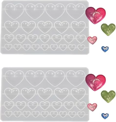 2 Pcs Heart Silicone Mold, Mixed Size Heart-Shaped Casting Jewelry Mold for Making Earrings & Jewelry Making Crafting Projects